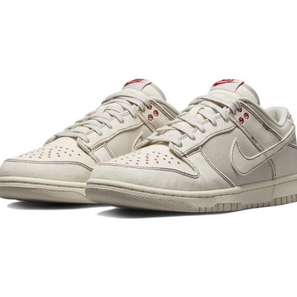 White & Red Low-Top Sneakers – Embroidered Toe Detail - Picture 1 of 4